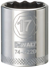 DeWALT DWMT74522OSP Hand Socket, 17 mm Socket, 3/8 in Drive, 12-Point, Vanadium Steel, Polished Chrome